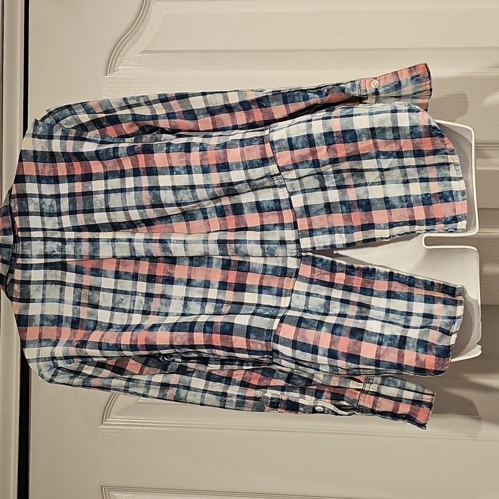 Anthropologie Cloth & Stone Plaid Button Up Shirt Sz Xs PTP 18" EUC - Picture 8 of 12